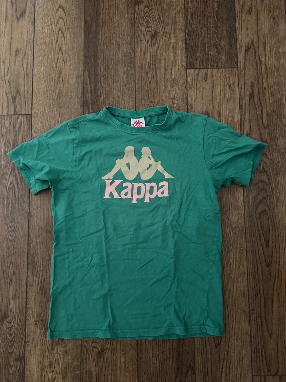 Kappa Green Tee with Cream and Pink Logo